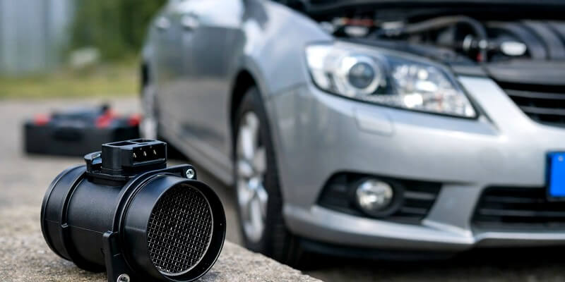 Débimètre à côté d'une voiture