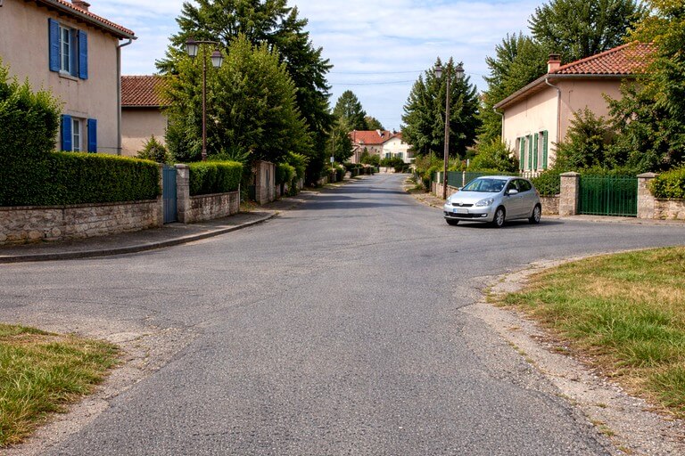 Intersection dans un joli vilage