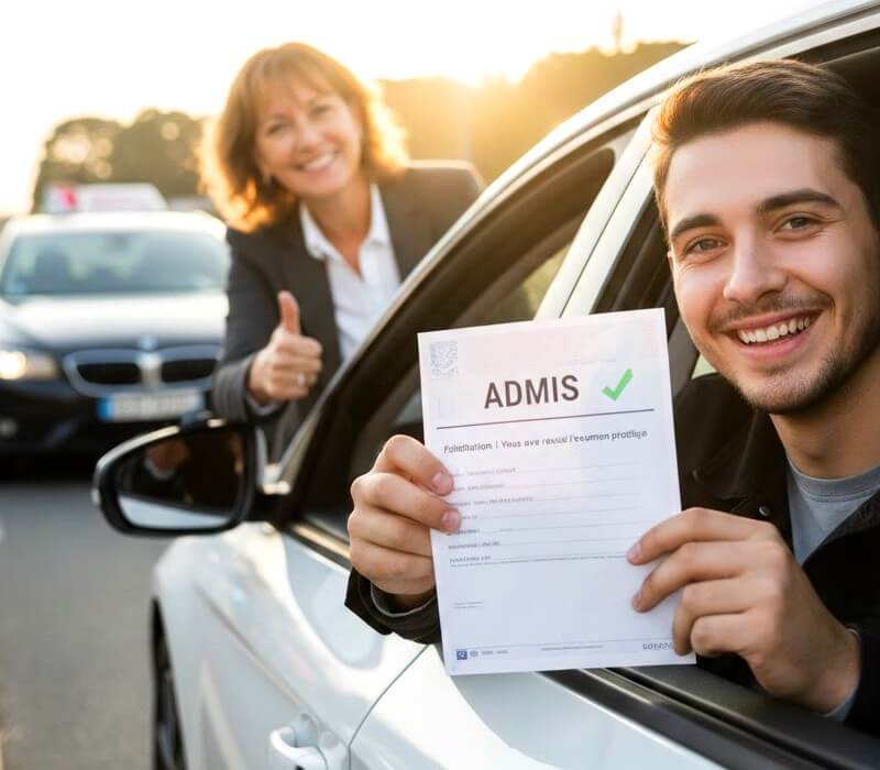 Jeune homme admis au permis de conduire