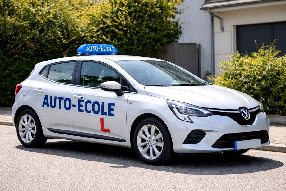 Voiture blanche d'une auto-école