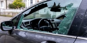 Pare-brise cassé d'une voiture